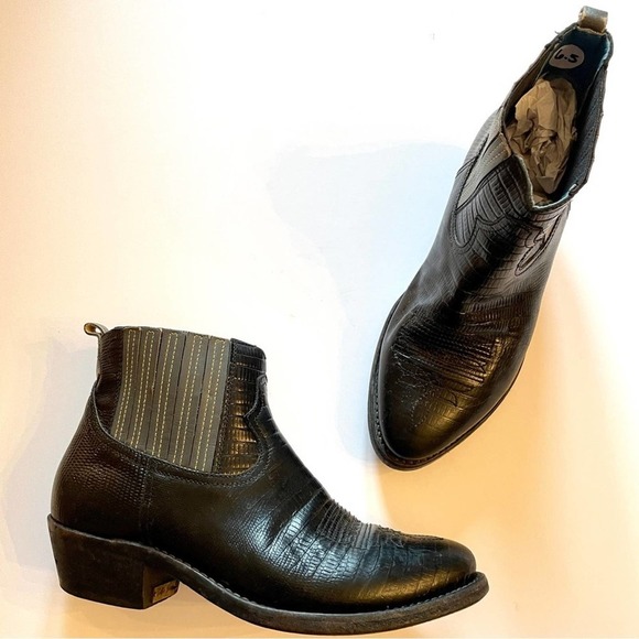 Golden Goose Black Alligator Western Booties - Picture 1 of 15
